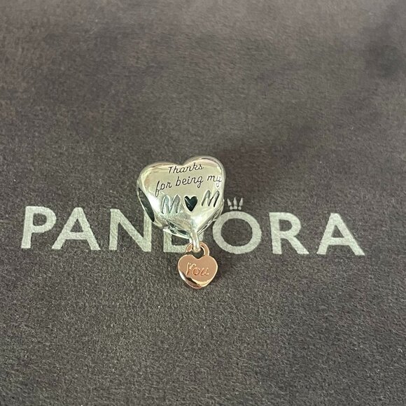 Pandora Thanks for Being My Mom Love You Mom Heart Charm - Picture 4 of 4